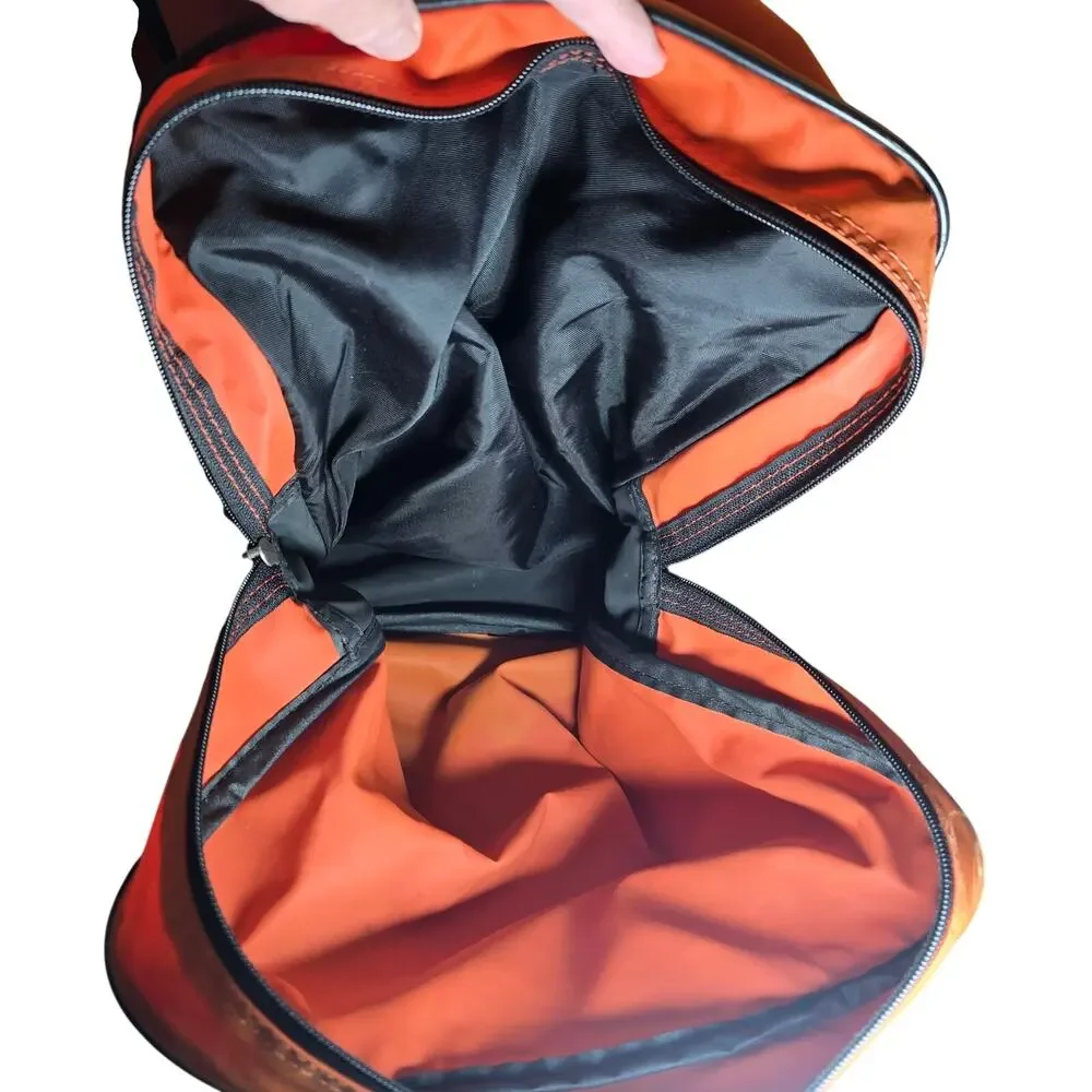 Nike Swoosh Gym Travel Duffle Bag Multiple Compartments Adjustable Strap Orange